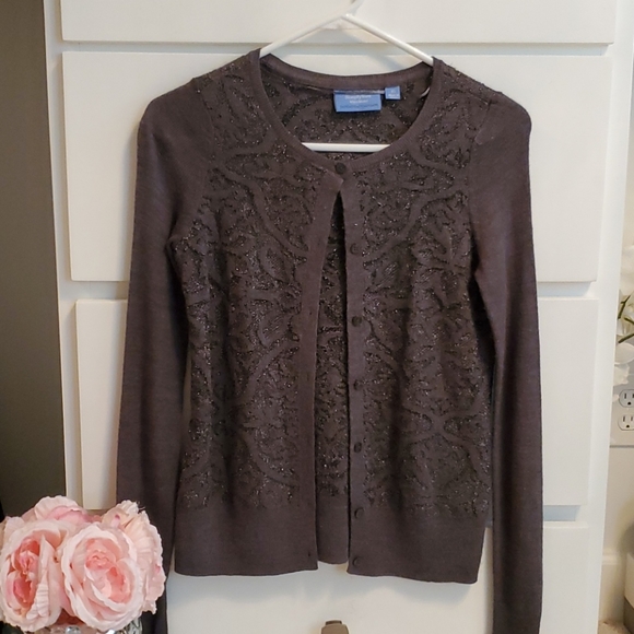Vera Wang Sparkling Silver Grey cardigan - Picture 2 of 14